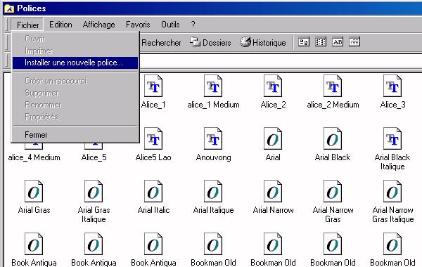 fenetre fonts